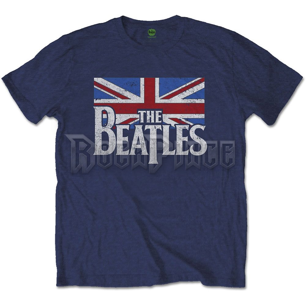 The Beatles - Drop T Logo & Vintage Flag - unisex póló - BEATTEE407MN