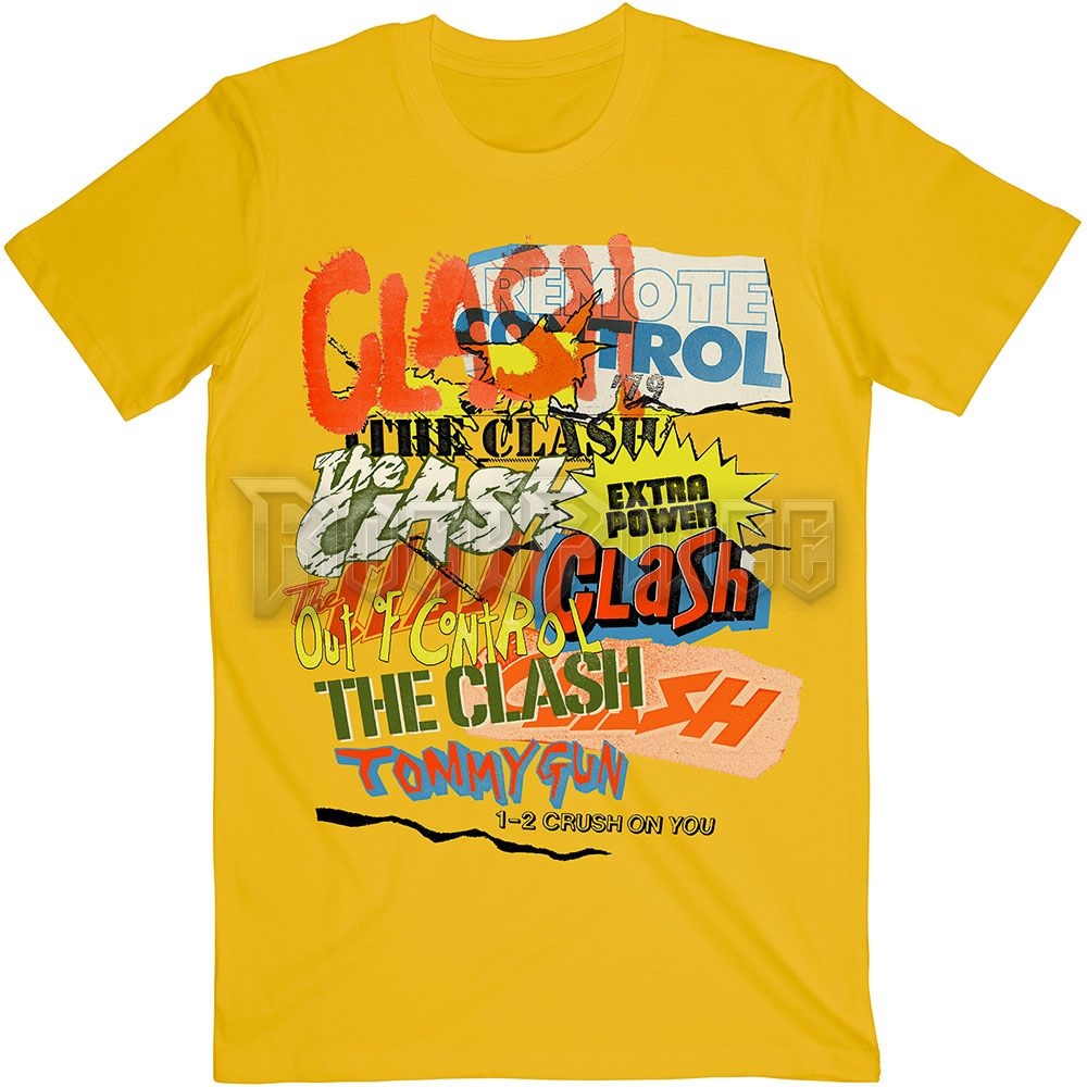 The Clash - Singles Collage Text - unisex póló - CLTS08MY