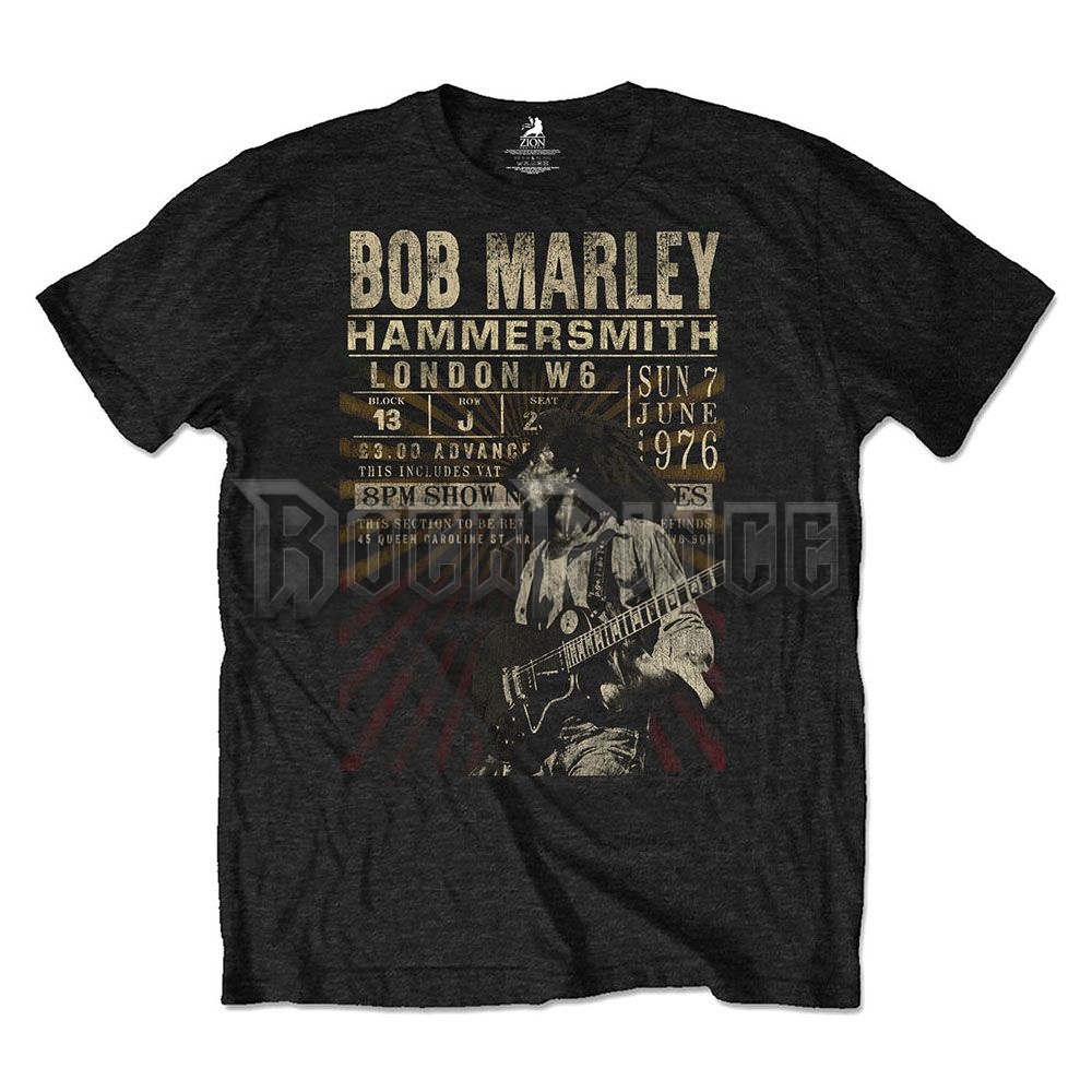 Bob Marley - Hammersmith '76 - unisex póló (környezetbarát) - BMAECOTS01MB