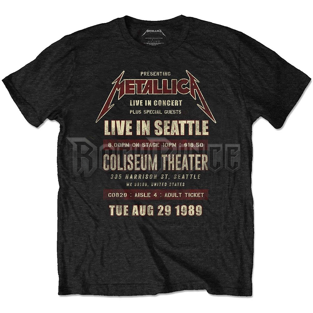 Metallica - Seattle '89 - unisex póló (környezetbarát) - METECOTS01MB