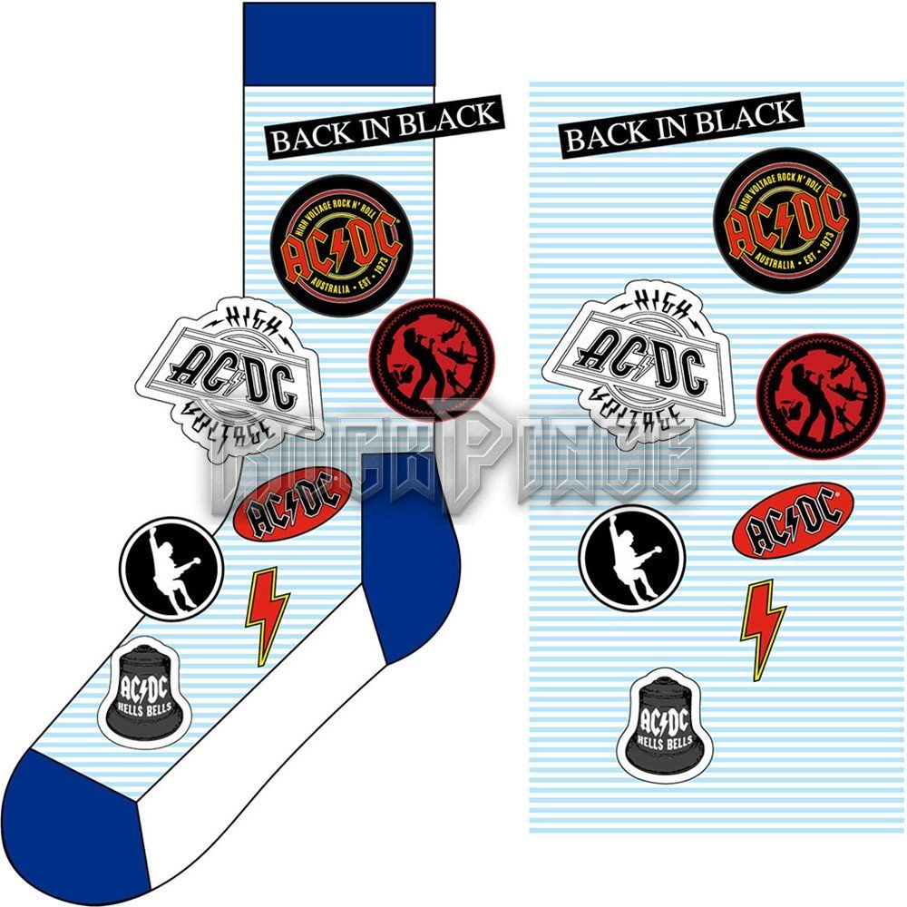 AC/DC - Icons - unisex boka zokni (egy méret: 40-45) - ACDCSCK03MBL