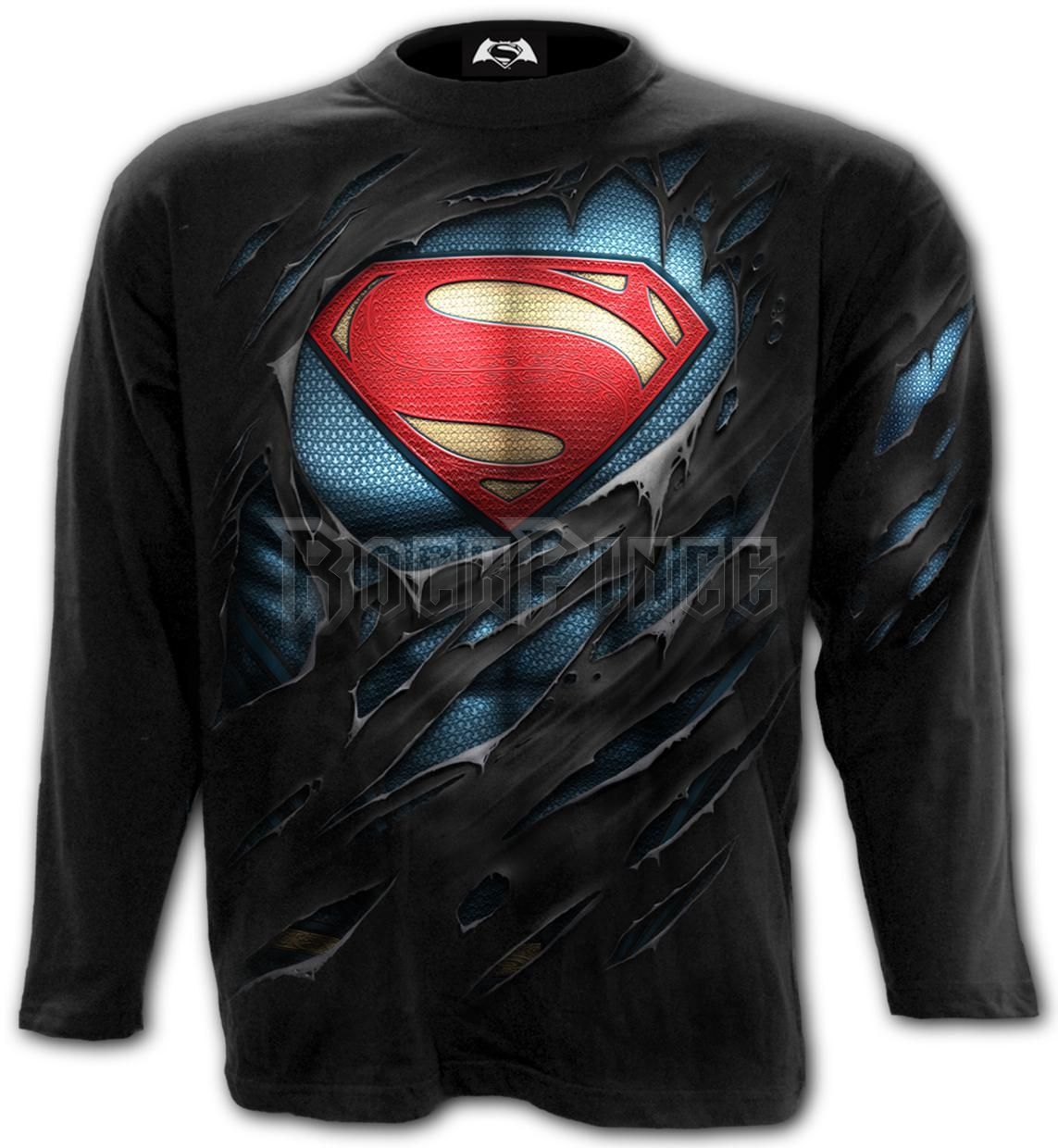 SUPERMAN - RIPPED - Longsleeve T-Shirt Black (Plain) - G407M301
