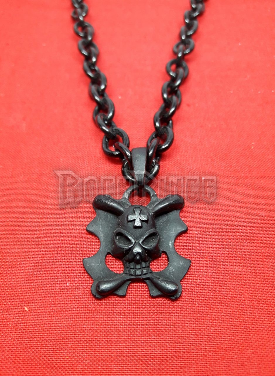 Black Iron Cross Skull - nyaklánc