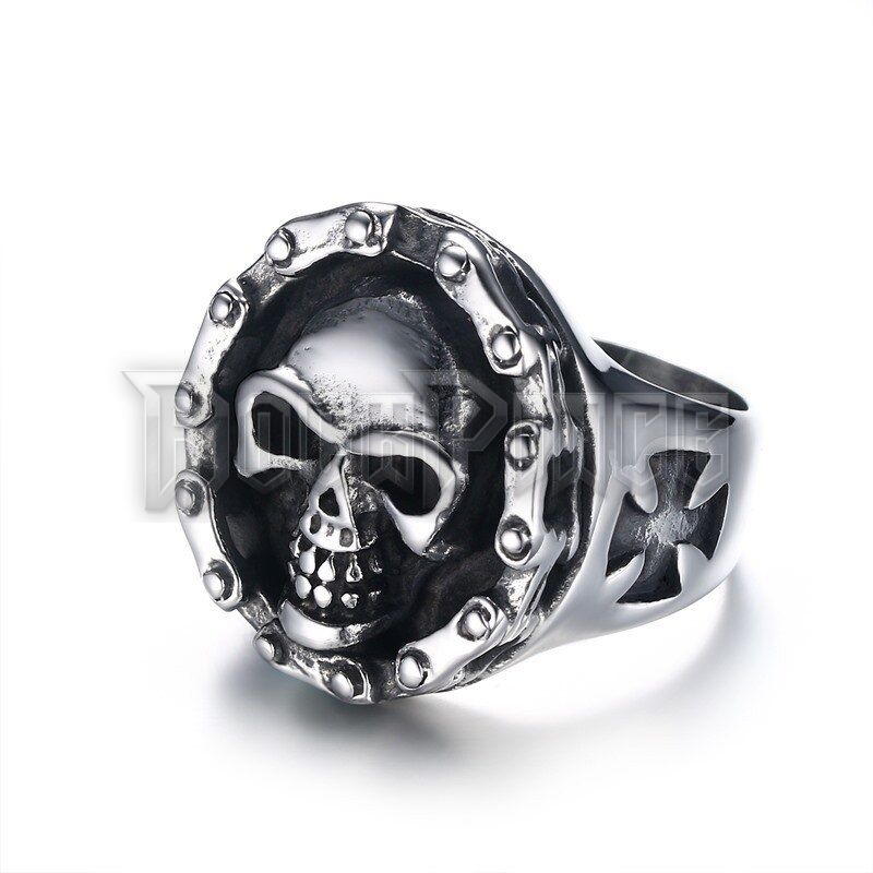 Motorcycle Chain Skull - acél gyűrű