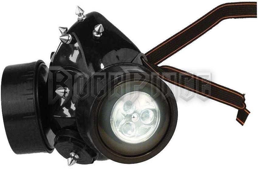 Fekete gázmaszk fém tüskékkel és LED-világítással - 87336-009-000