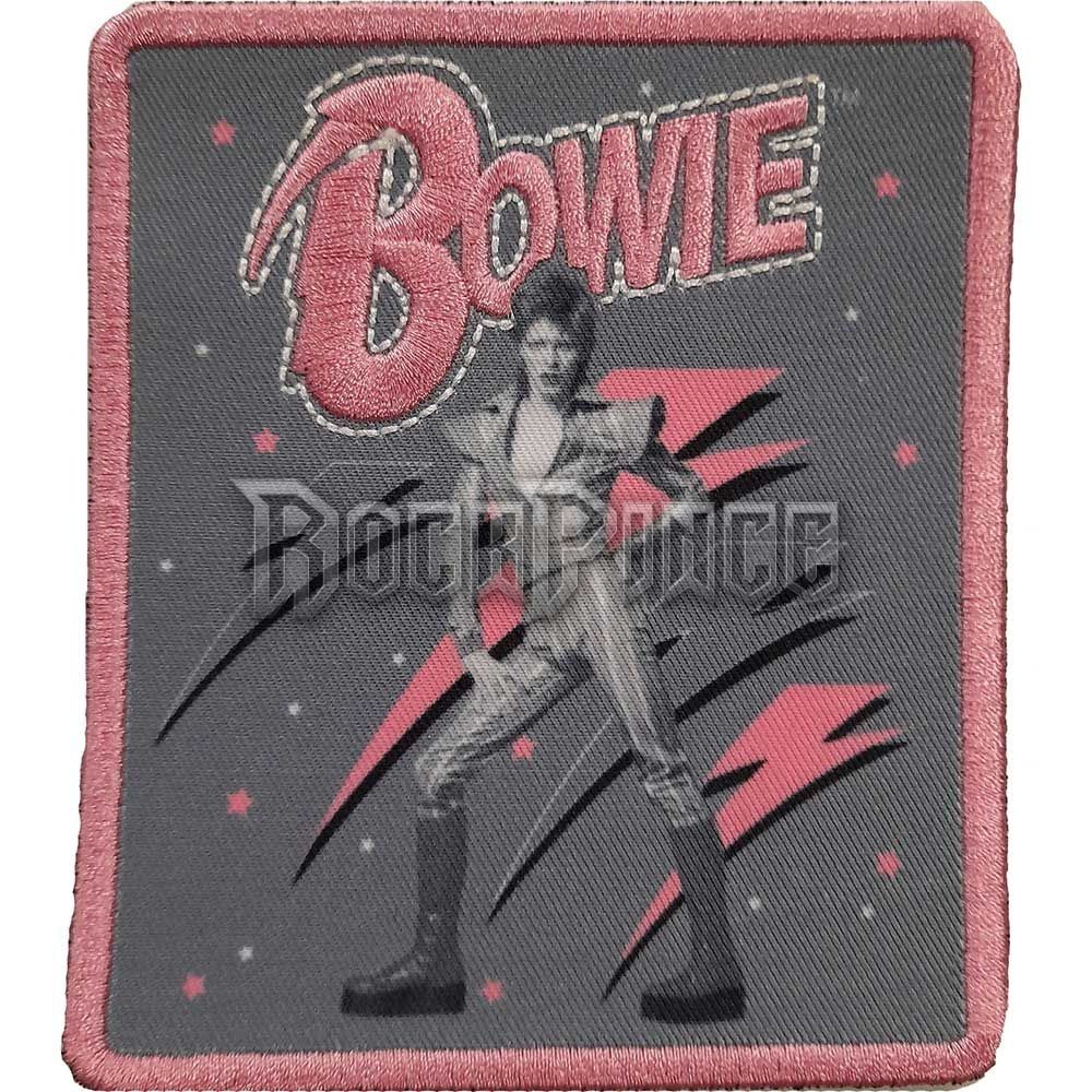 DAVID BOWIE - Pink Flash Woven Logo - kisfelvarró - BOWPAT06