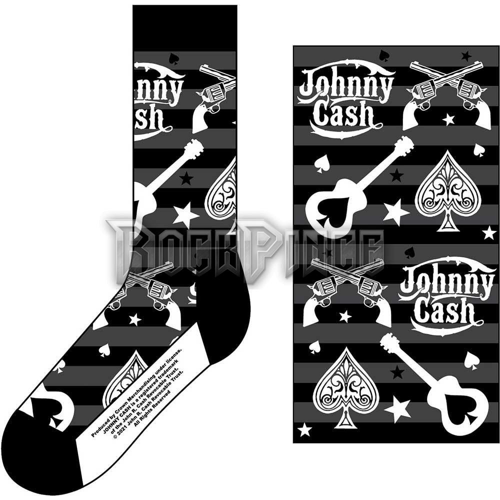 JOHNNY CASH - GUITARS 'N GUNS - unisex boka zokni (egy méret: 40-45) - JCSCK01MB