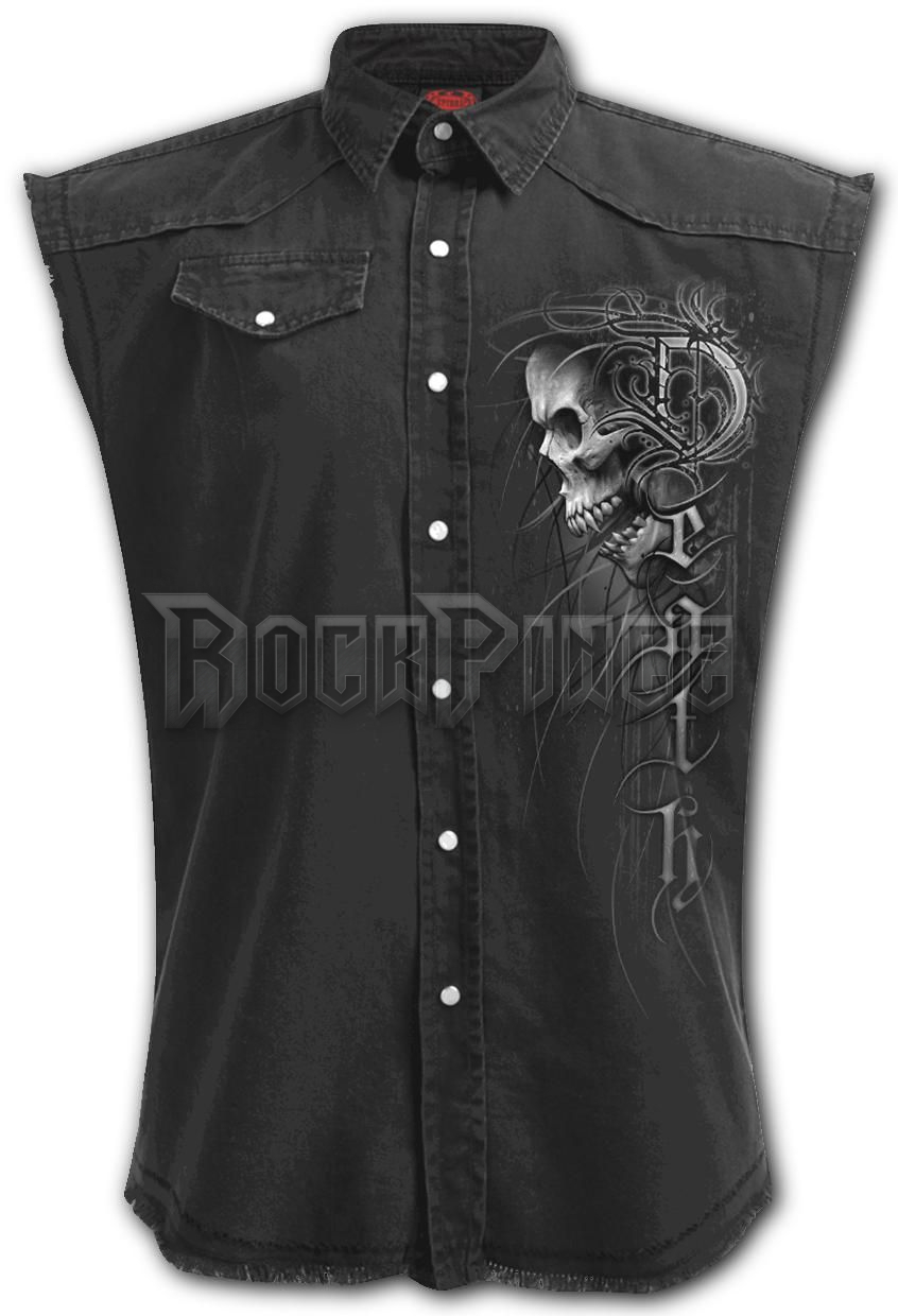 DEATH FOREVER - Sleeveless Stone Washed Worker Black - E036M602