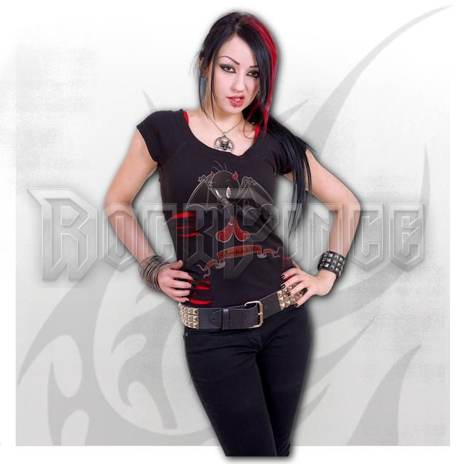 TWEETY - BORN TO BE WILD - 2in1 Red Ripped Top Black - G505F711
