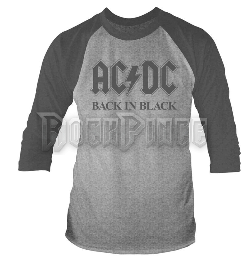 AC/DC - Back In Black - Grey Baseball T-Shirt
