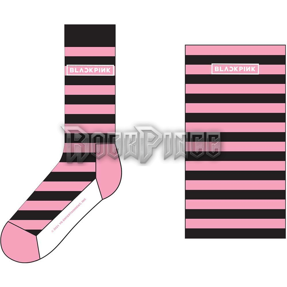 BlackPink - Stripes & Logo - unisex boka zokni (egy méret: 40-45) - BPSCK02MP