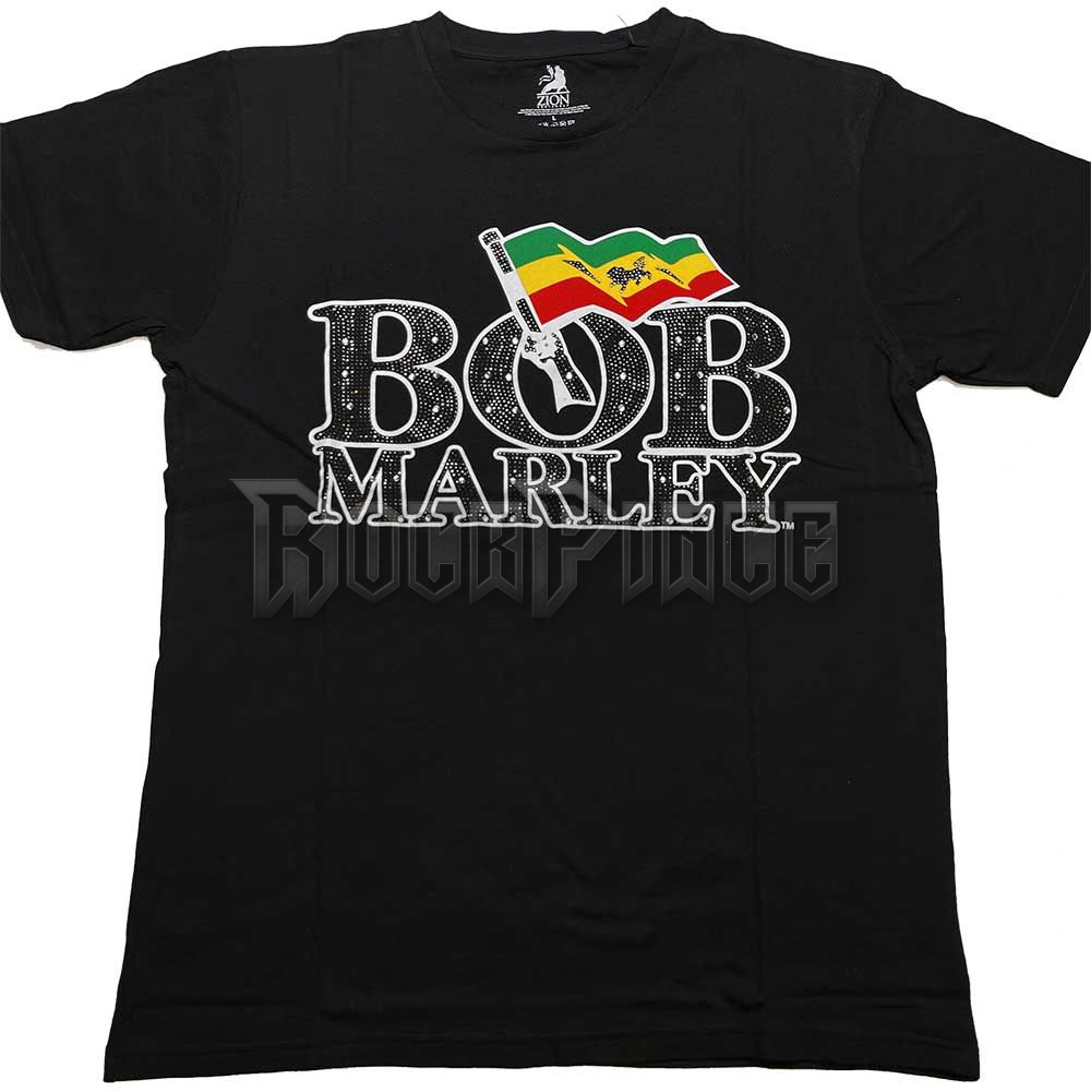 BOB MARLEY - FLAG LOGO (DIAMANTE) - unisex póló - BMATS47MB