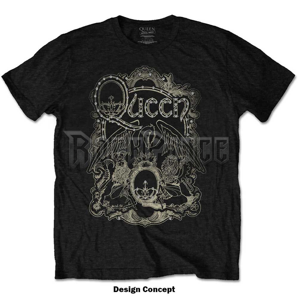 Queen - Ornate Crest (Diamante) - unisex póló - QUTS77MB