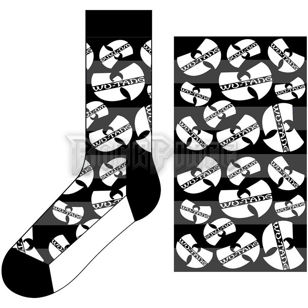 Wu-Tang Clan - Logos Monochrome - unisex boka zokni (egy méret: 40-45) - WTCSCK01MB