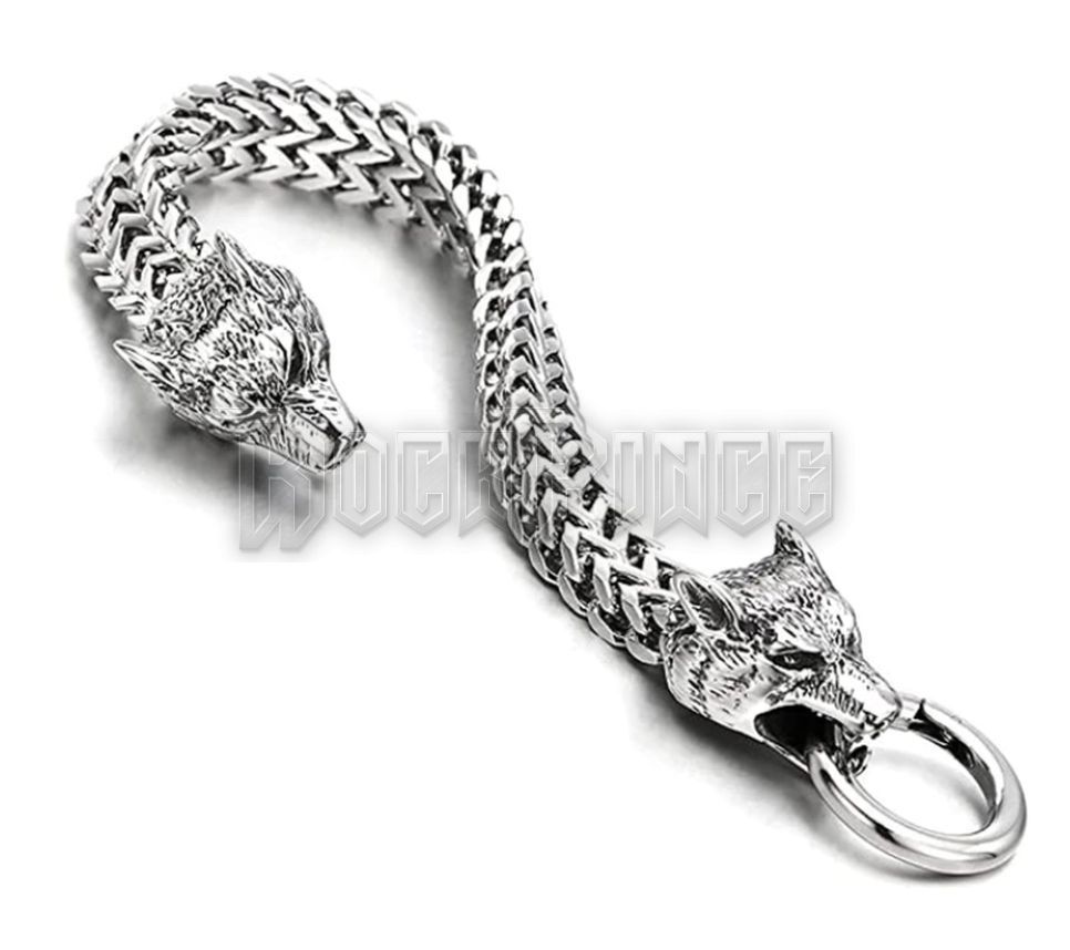 Viking Wolf Charm Bracelet - ACÉL KARKÖTŐ - 18 mm széles