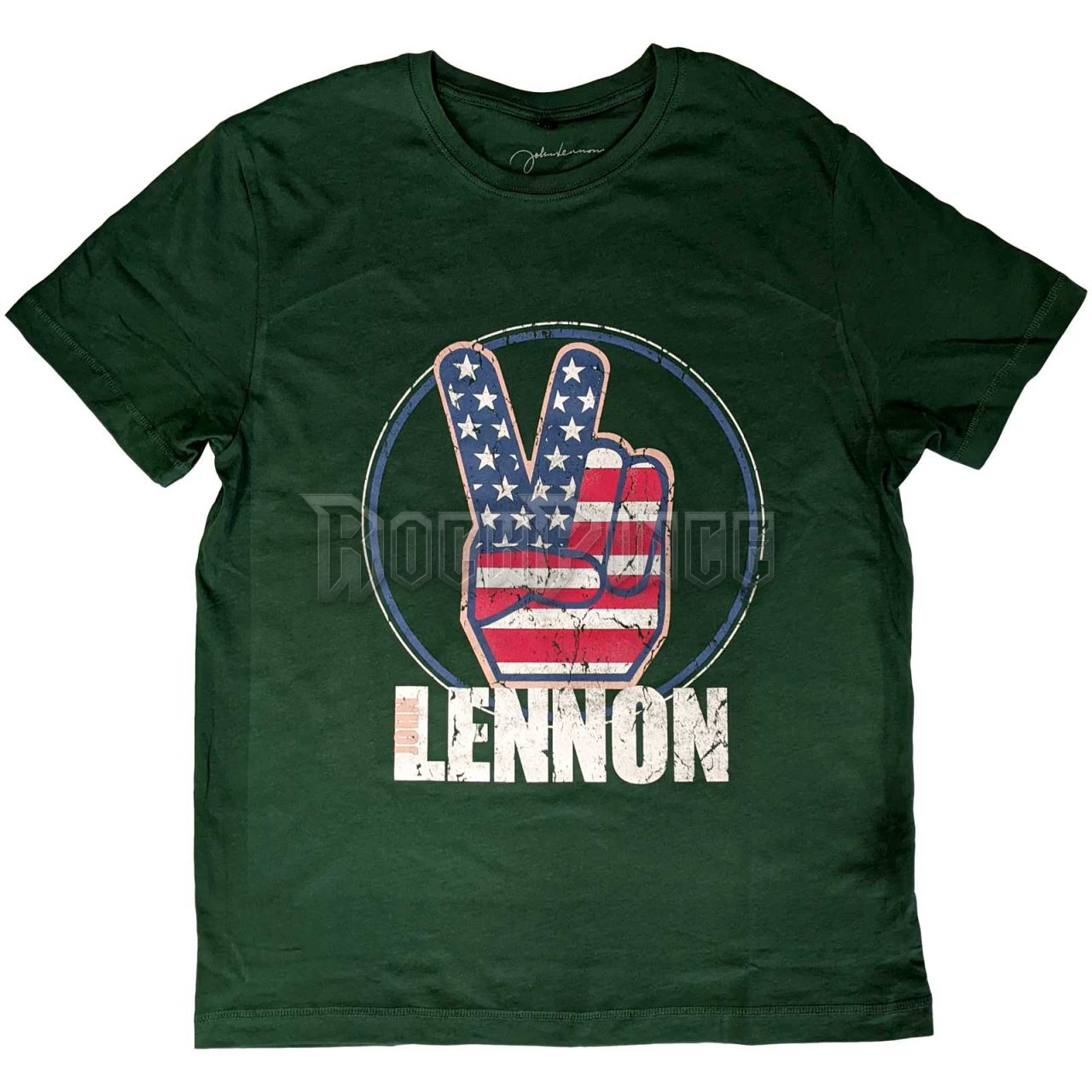 John Lennon - Peace Fingers US Flag - unisex póló - JLTS04MGR