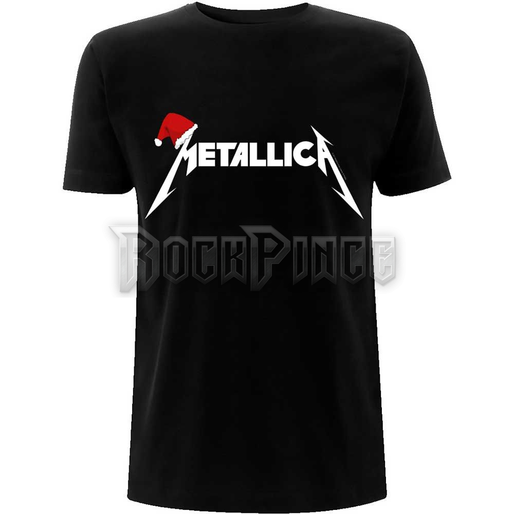 Metallica - Santa Hat Logo - unisex póló - METTS65MB