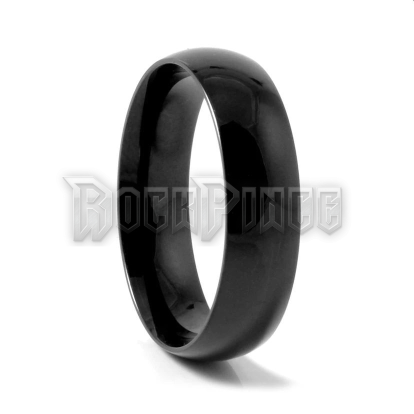 BLACK GLOSSY STEEL RING - gyűrű / 5 mm széles