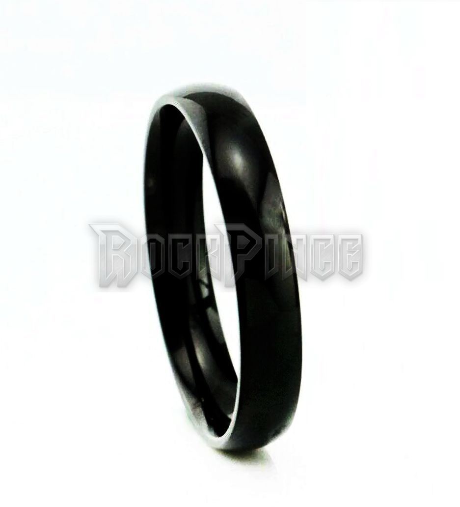 BLACK GLOSSY STEEL RING - gyűrű / 3 mm széles