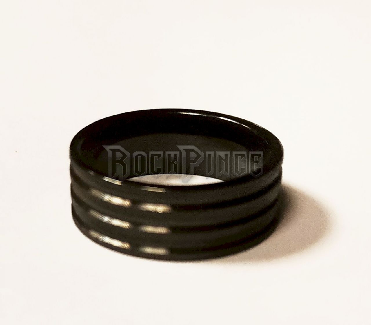 BLACK GLOSSY STEEL RING - gyűrű / 8 mm széles