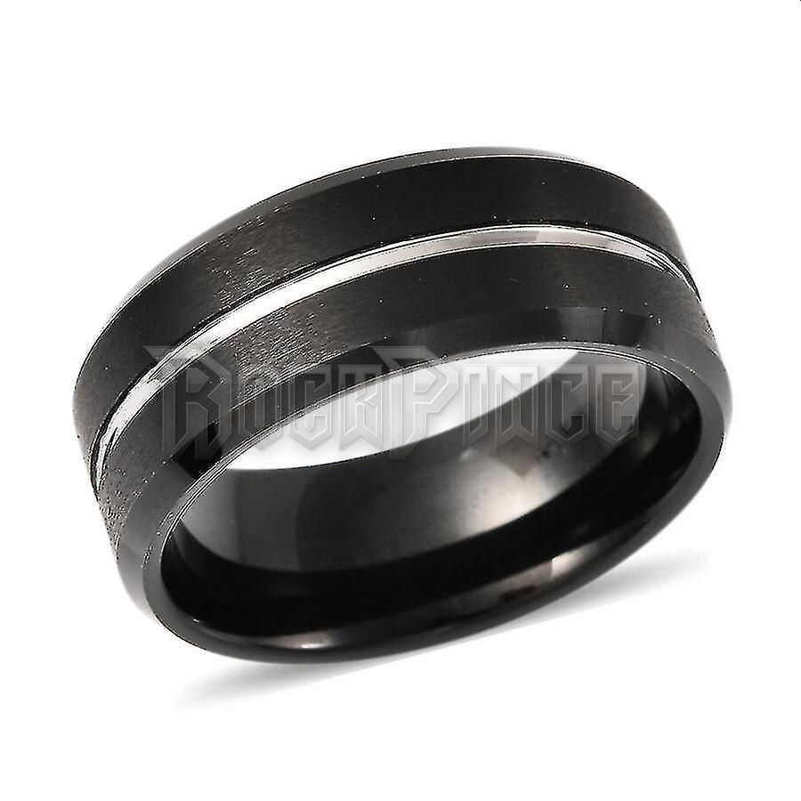 BLACK-SILVER STEEL RING - gyűrű / 7 mm széles