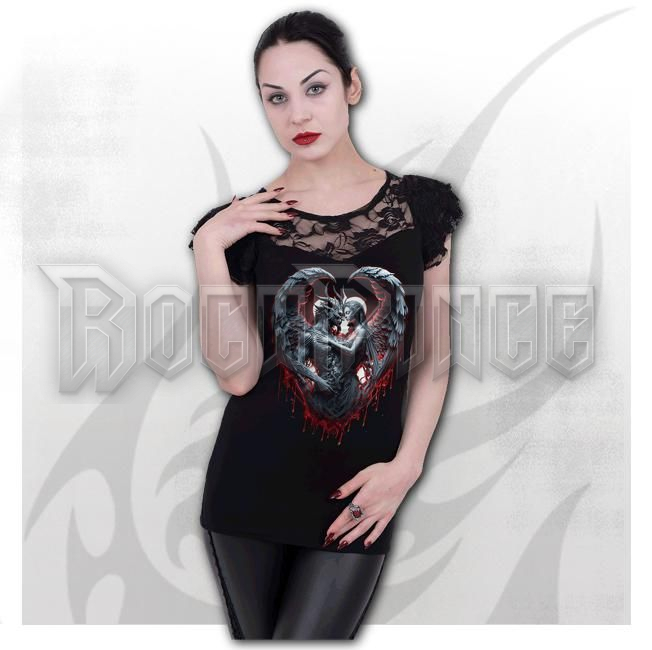 SOLEMN VOW - Lace Layered Cap Sleeve Top Black - K102F721