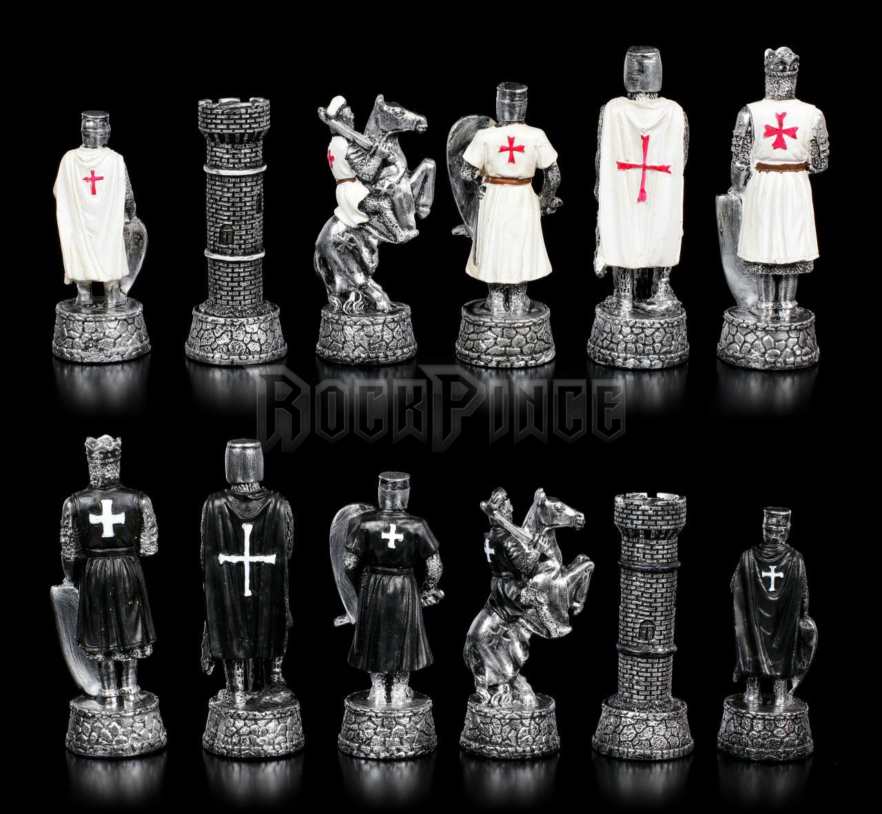 Chessmen Set - Crusader Black vs. White - SAKKBÁBU KÉSZLET TÁBLA NÉLKÜL - 817-1701
