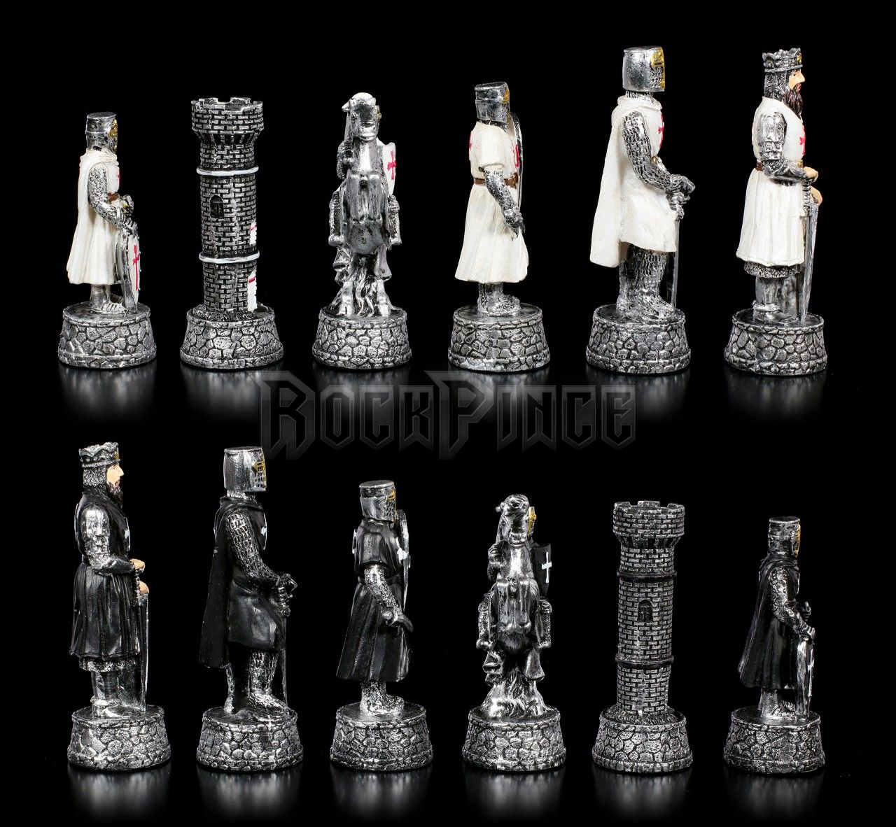 Chessmen Set - Crusader Black vs. White - SAKKBÁBU KÉSZLET TÁBLA NÉLKÜL - 817-1701