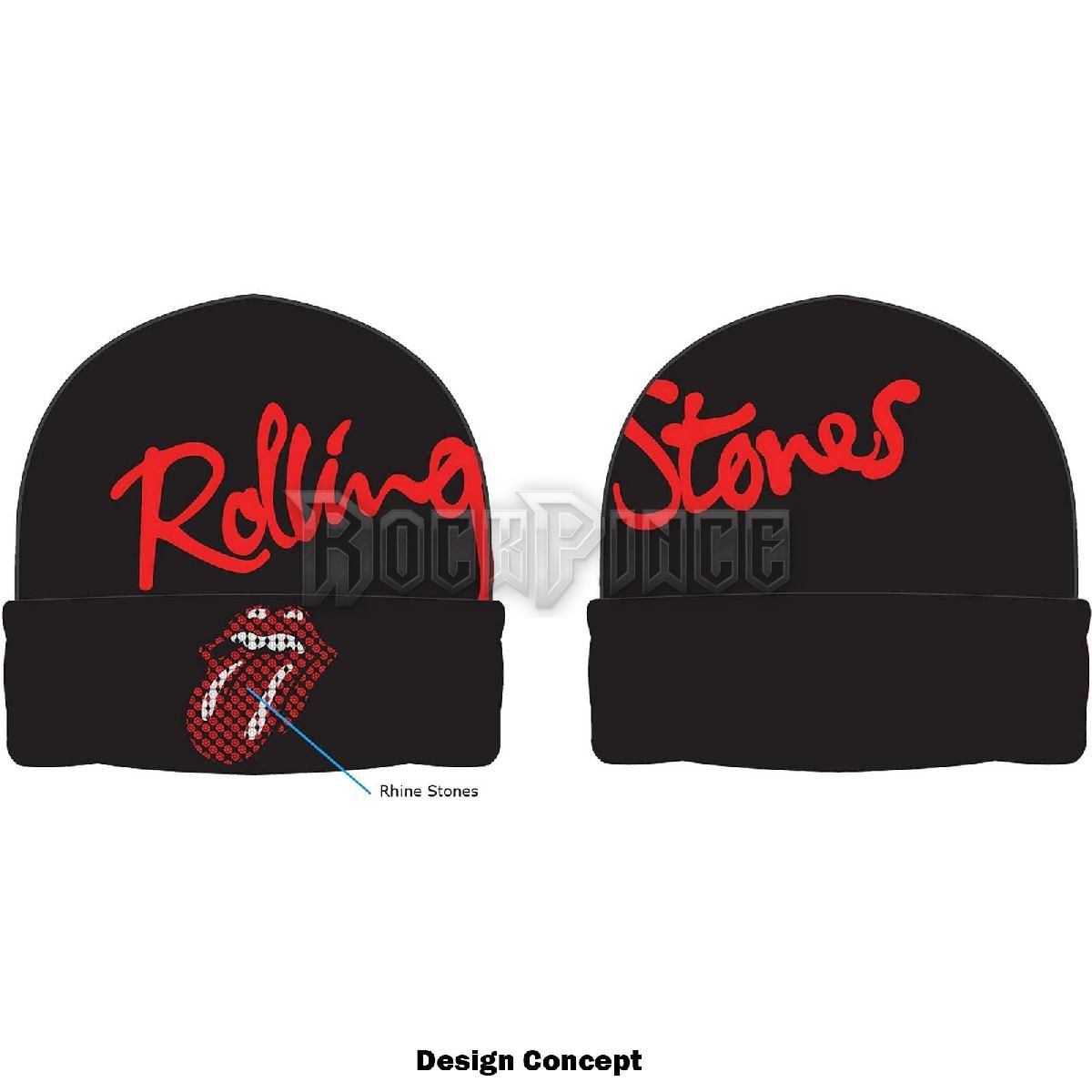 The Rolling Stones - Embellished Classic Tongue - kötött sapka - RSBEAN10B