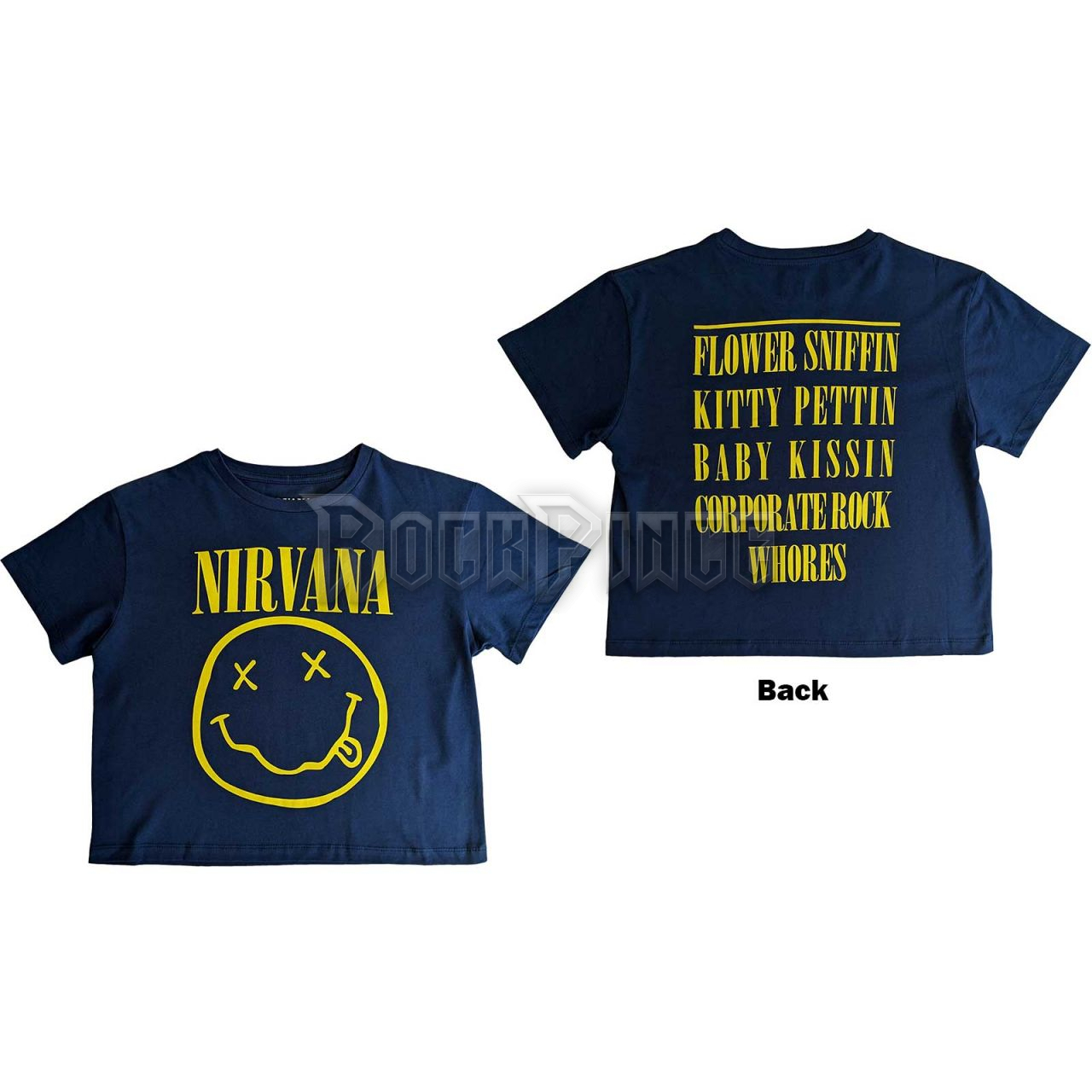 Nirvana - Yellow Happy Face Flower Sniffin - női crop top - NIRVCT07LD