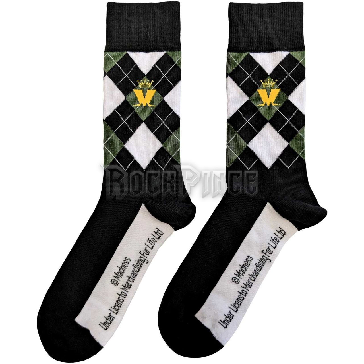 Madness - Crown & M Green Diamond - unisex boka zokni (egy méret: 40-45) - MADSCK05MB