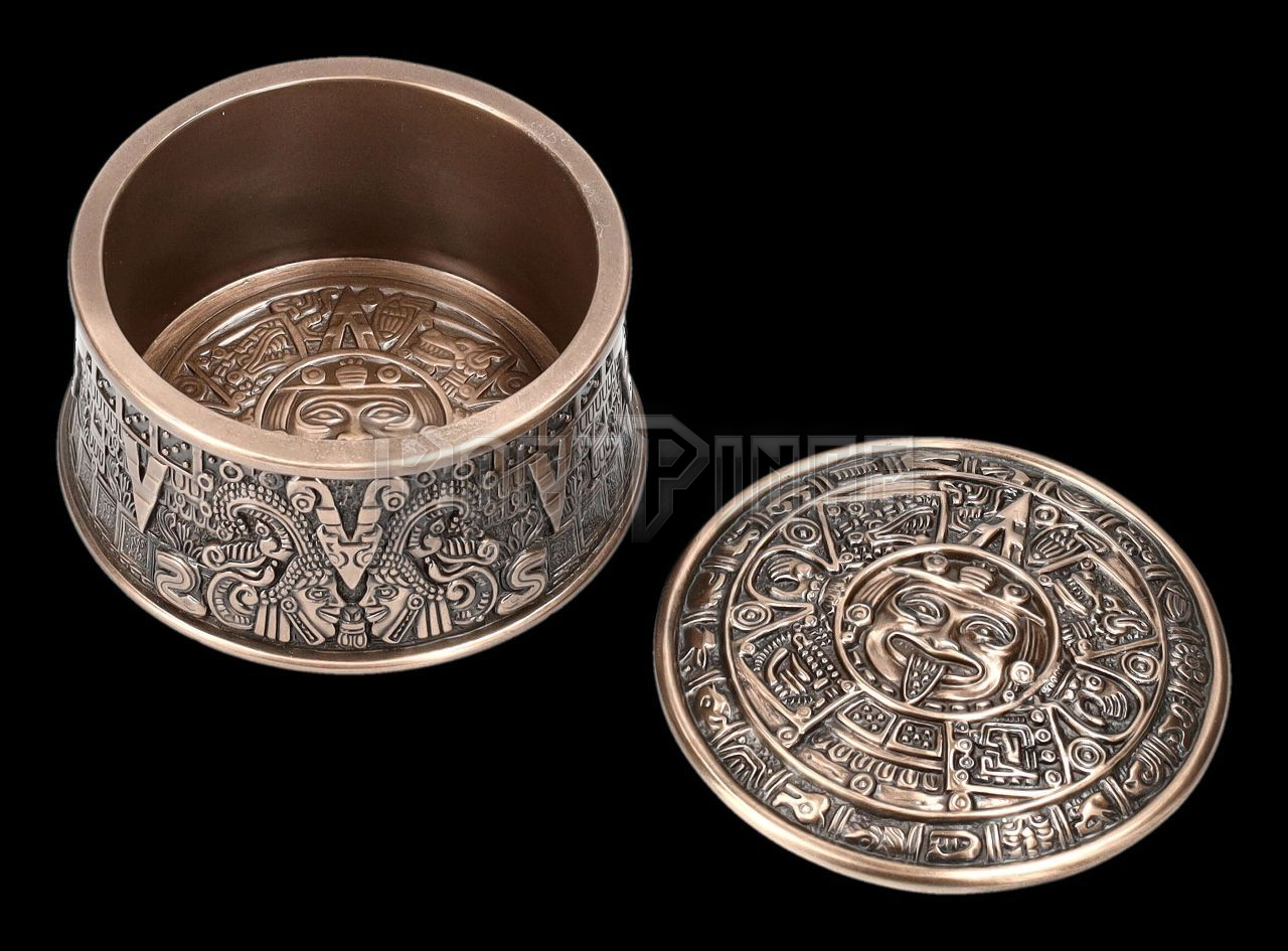 Aztec Solar Calendar box with lid,bronzed - ÉKSZERES DOBOZ - 708-7886