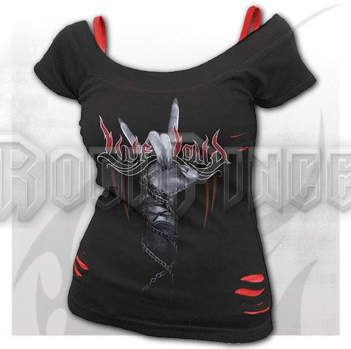 ROCK LOUD - 2in1 Red Ripped Top Black - D117F711