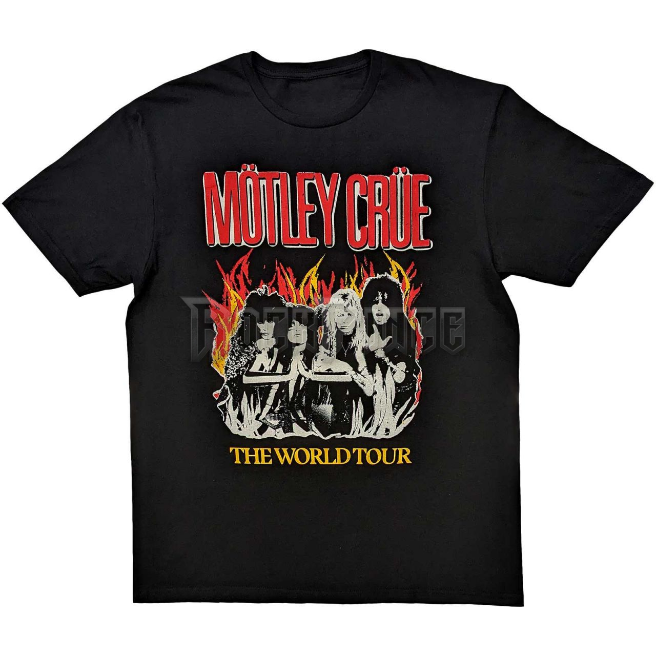 Mötley Crüe - Vintage World Tour Flames - unisex póló - MOTTEE48MB