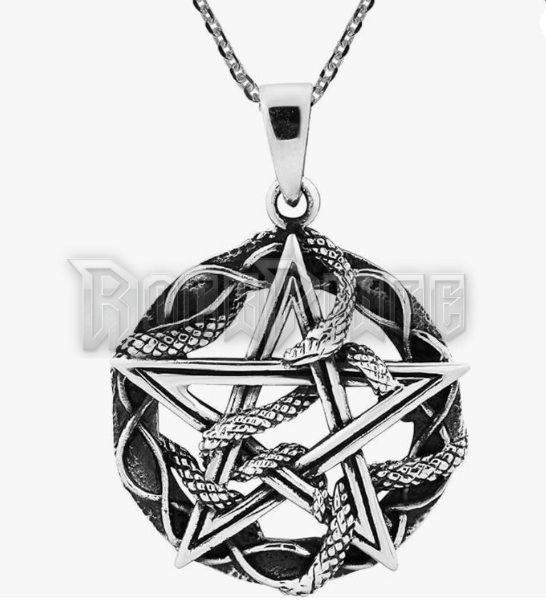 Pentagram with Coiled Snakes - acél medál 