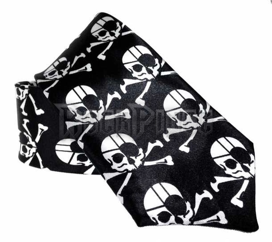 Fekete nyakkendő kalózkoponyákkal - KRA008